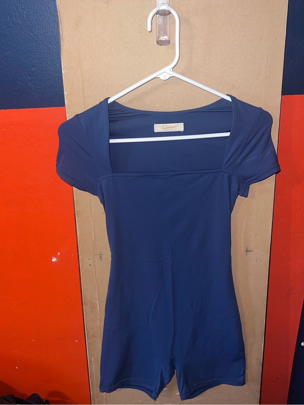 Navy Square-Neck Short Romper